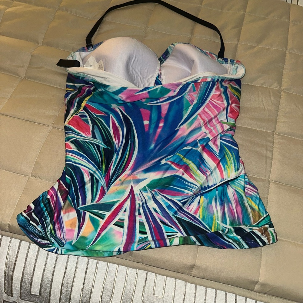 La Blanca Multicolor Tropical Print Swimsuit top - Picture 3 of 4